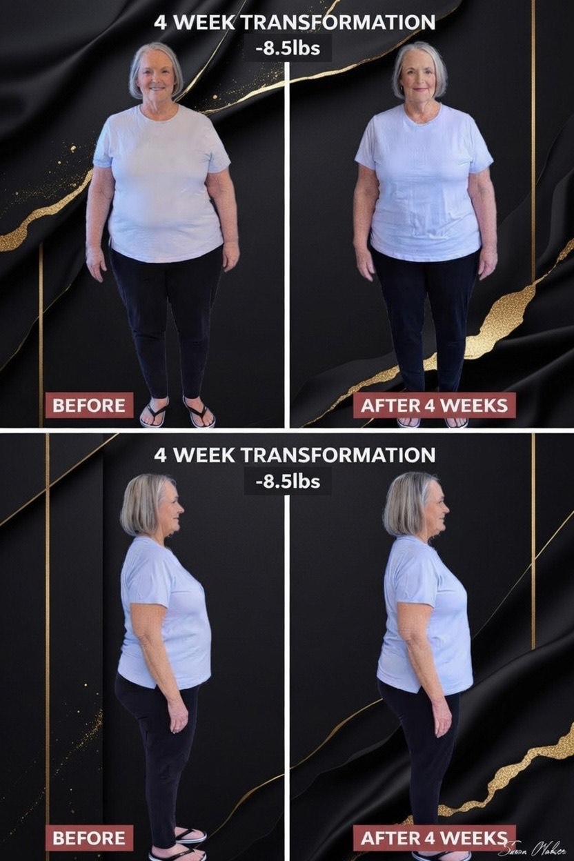 GLP Three before and after - 8.5 pounds lost in 4 weeks transformation