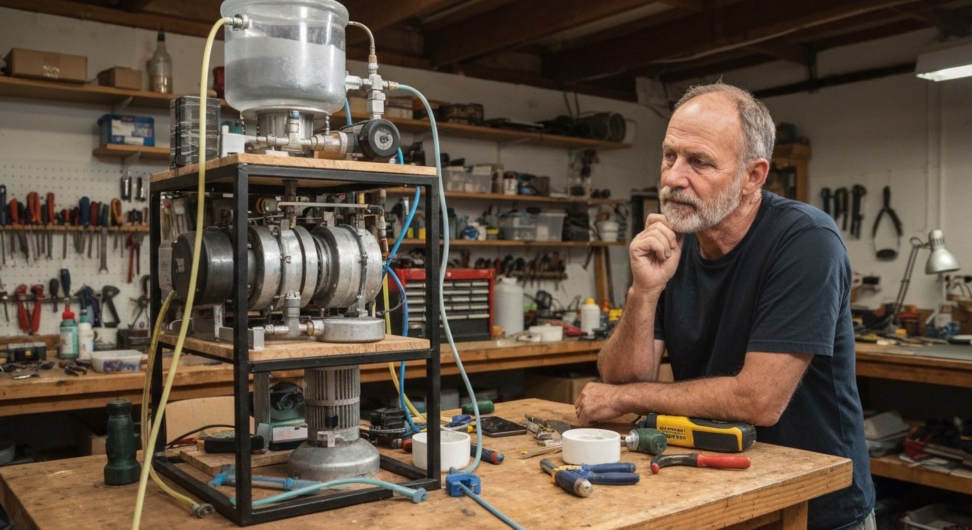 DIY atmospheric water generator in workshop