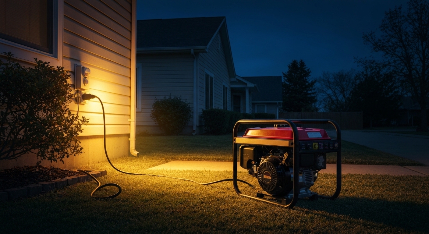 Portable generator running during home power outage