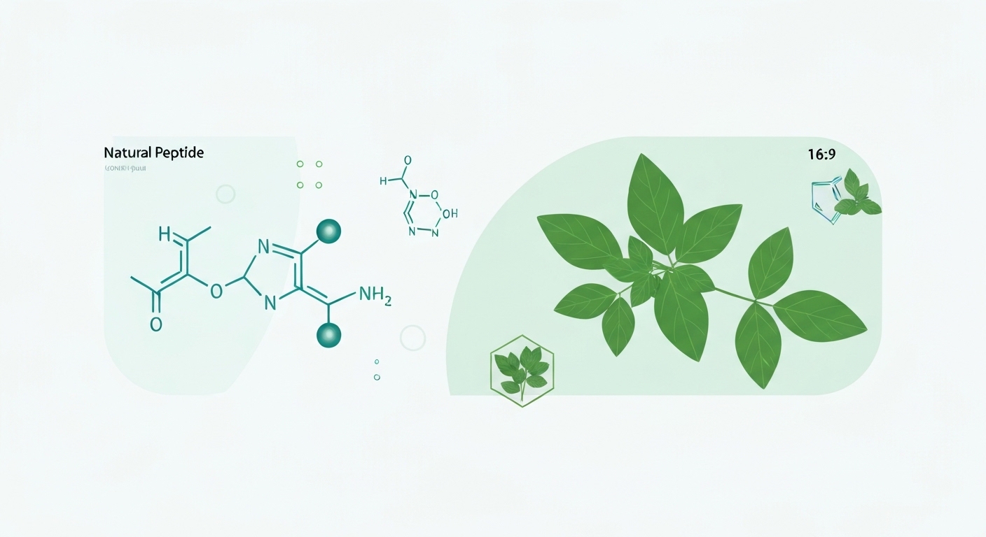 Natural peptide molecules and green plant compounds illustration